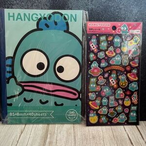 Sanrio Hangyodon Aqua & Pink Notebook and Sticker Set